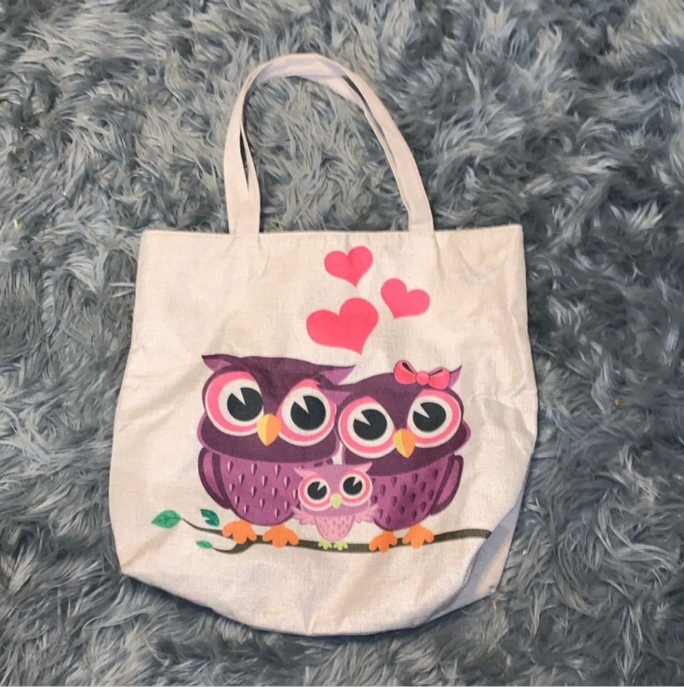 Large owl tote nwots, zipper closure